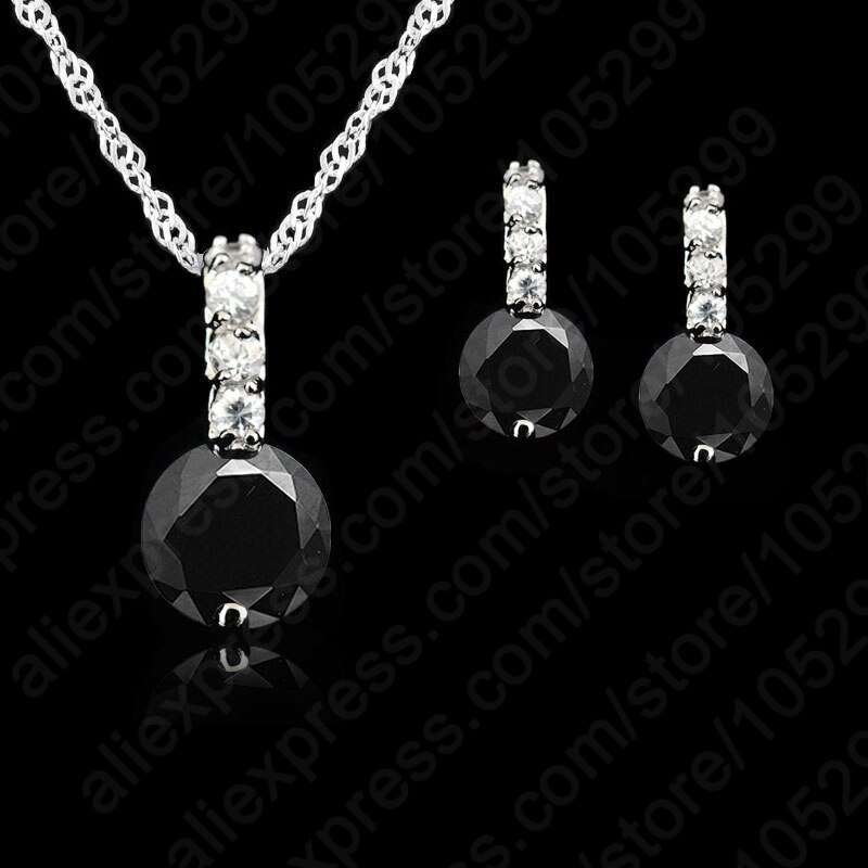 Women Beauty Jewelry Set 925 Sterling Silver Cubic Zircon Pendant Necklace/Earring Women Sets