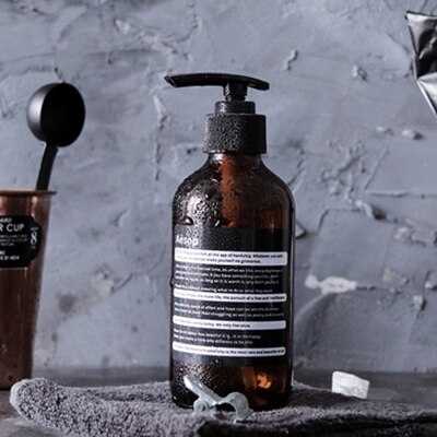 500ML Braune Flasche nordisch Glas Flüssigkeit Seife Spender Shampoo Flasche Für Flasche Dusche Gel Flasche Körper Waschen Haar Klimaanlage Kasten,seifenspender: Pumpe 250ML