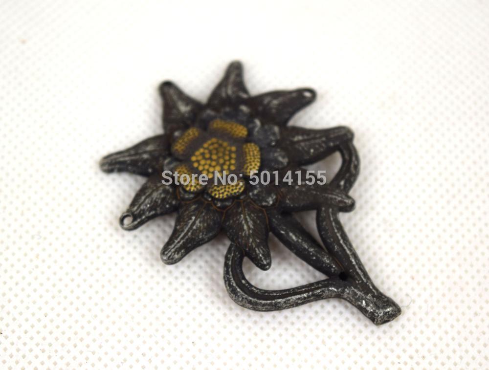 Ww ii tysk kontor edelweiss mountain metal cap badge insignier sølv sort