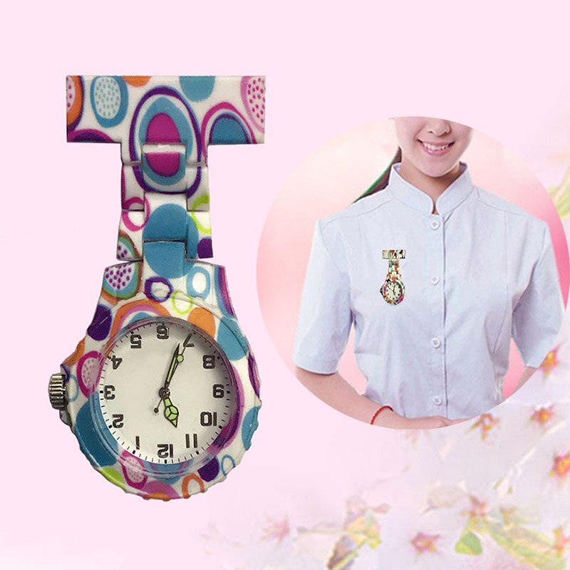 Colorful Silicone Round Dial Quartz Pocket Nurse Watch Quartz Brooch Doctor Nurse Hanging Watches KNG88