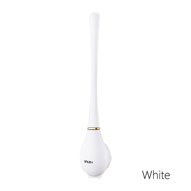 Escobilla de silicona con cabezal Flexible para el baño, cepillo de limpieza con apertura automática y cierre, sin esquina muerta, soporte colgante: White