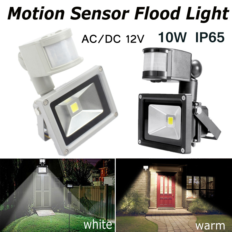 LED Schijnwerpers 10W AC/DC 12V PIR Motion Sensor Beveiliging Hoge Helderheid Waterdichte IP65 Outdoor Verlichting