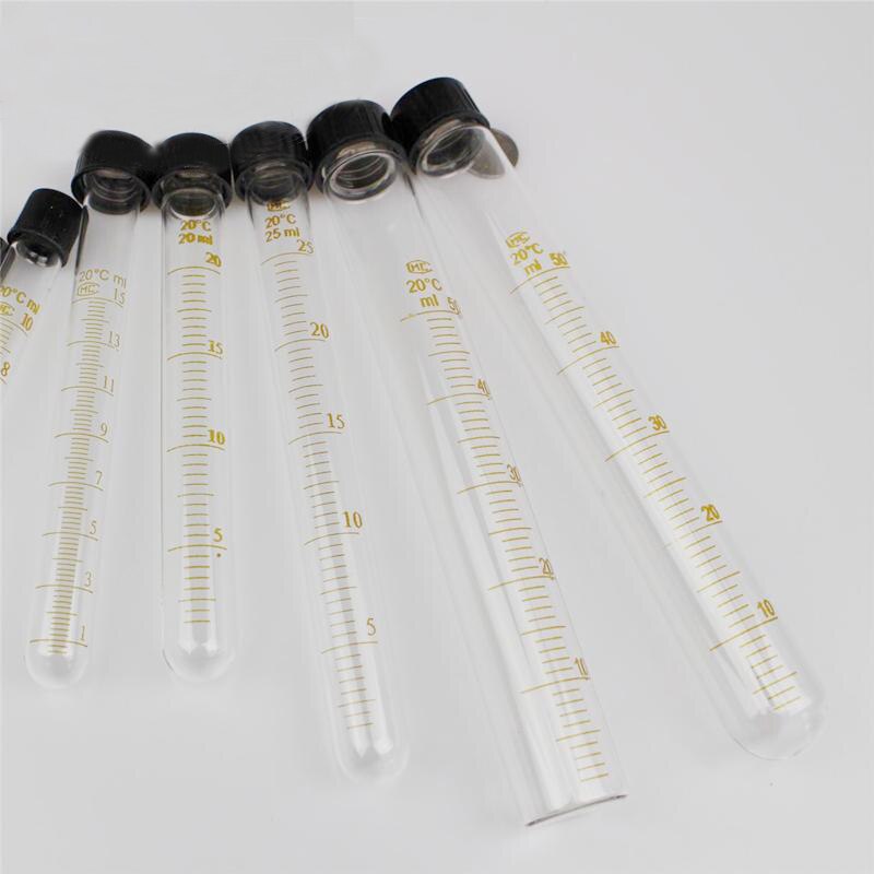 2pcs/lot 10ml Glass Test Tube with Screw Cap Calibration Test Tube Laboratory Supplies
