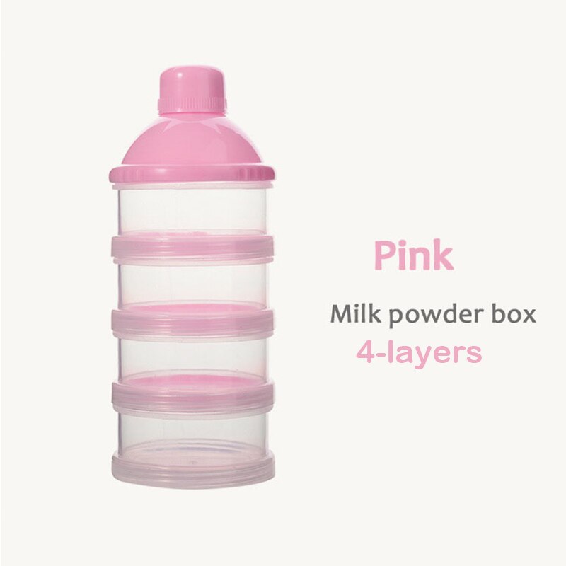 4/5 Grid Portable Milk Powder Formula Dispenser Container Storage Essential Cereal Boxes Toddle Baby Milk Powder Storage Box: 4 Layers Pink