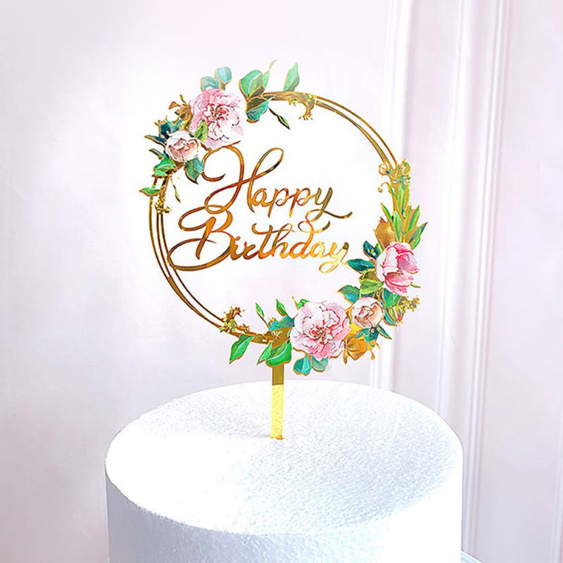 Qianyu 3 STKS Happy Birthday Cake Topper Acryl Cake Toppers Party Decoratie Levert Cupcake Toppers Decoratie Voor Vrouwen Mannen Verjaardag Keepsake