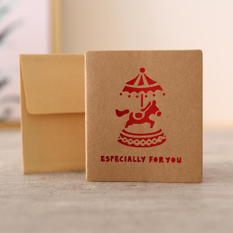 Christmas Greeting Cards cute retro hollow Year blessing small card business greeting cards with envelopes