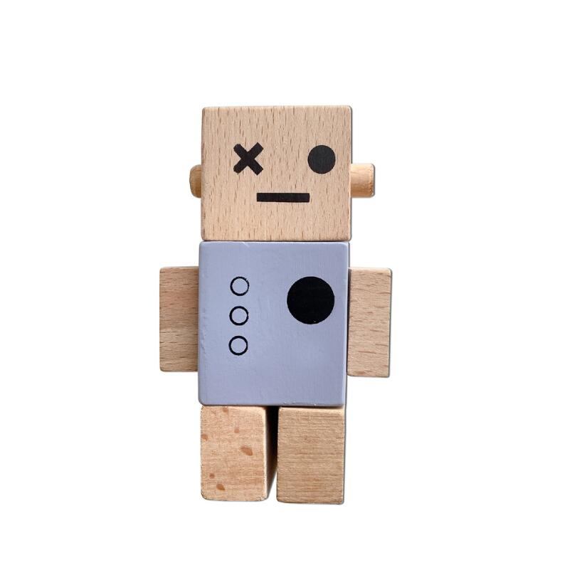 Nordic Wooden Baby Toys Robot Toys For Kids Boy Wooden DIY Room Decor Presents Baby Block Children Goods Toys: Gray