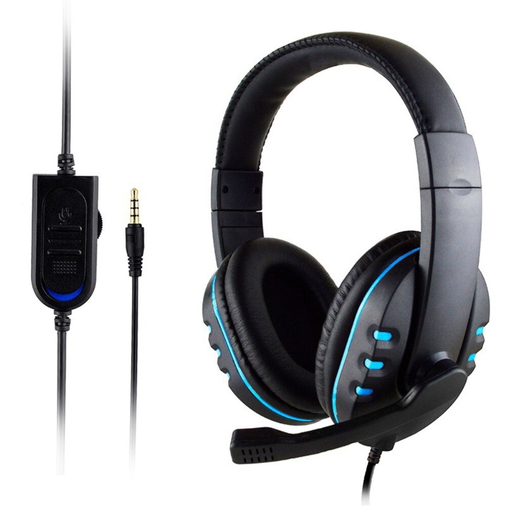 Gaming headset för xbox one  ps4 nintendo switch pc mac 3.5mm gamer hörlurar med mikrofon stereo brusisolering hörlurar: Blå