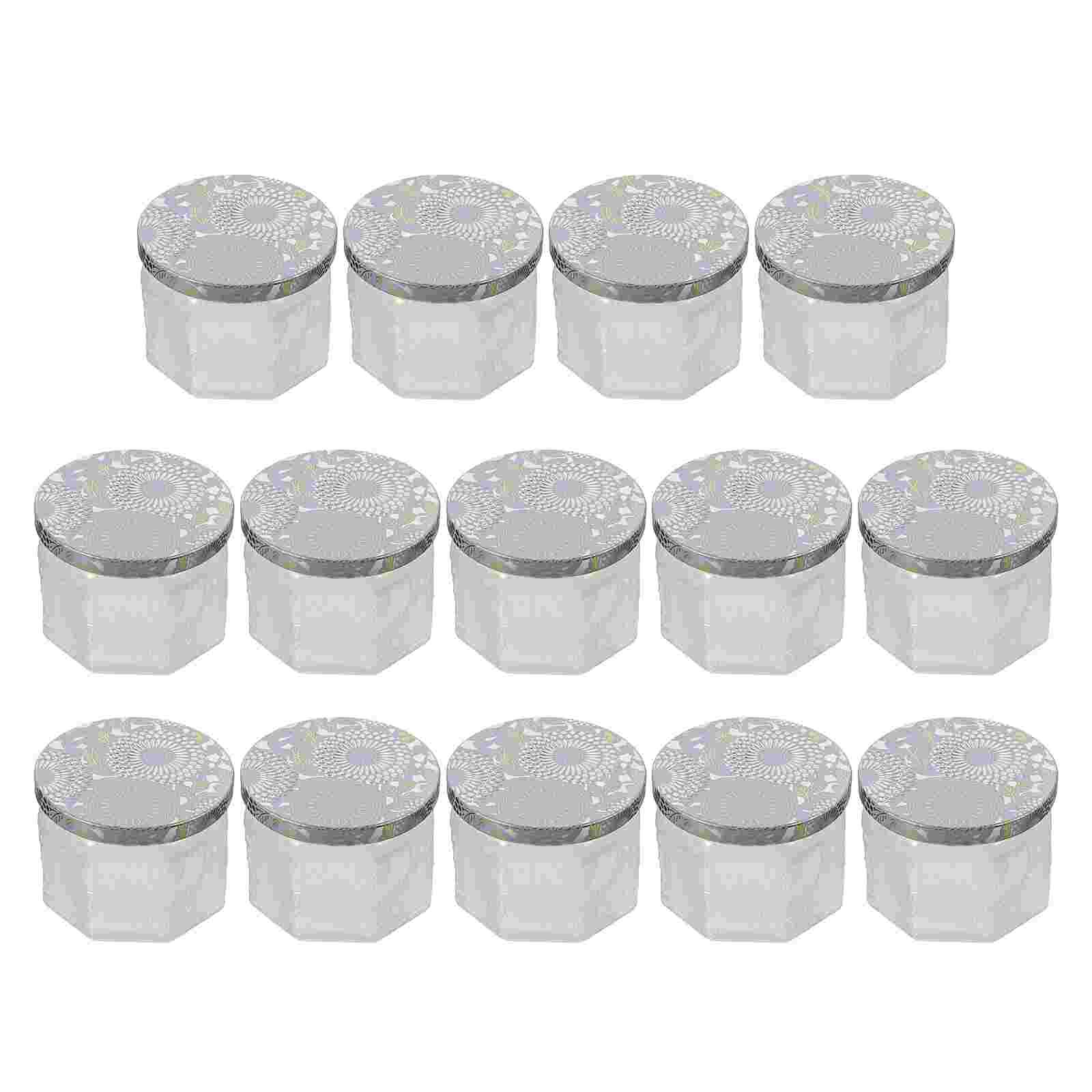 14pcs Embossed Glass Candle Jars Container with Lids Recyclable Candle jars: White