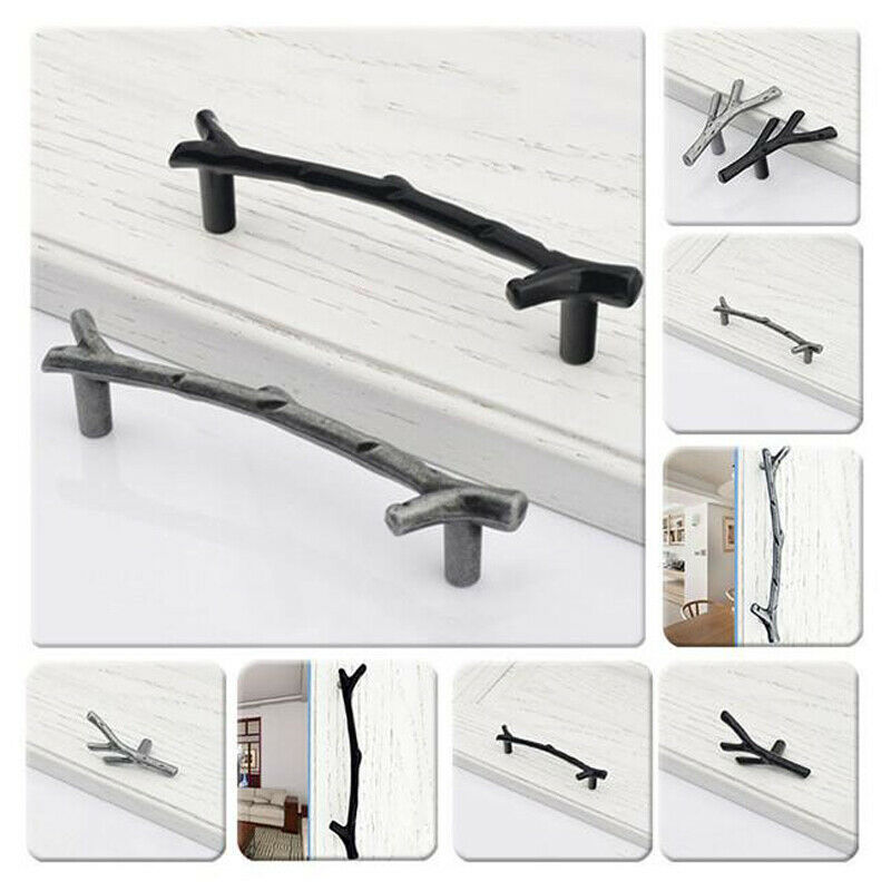 Manija de muebles de rama de árbol de 96mm 128mm negro plata bronce gabinete de cocina manijas tiradores cajón tirador de puerta herrajes