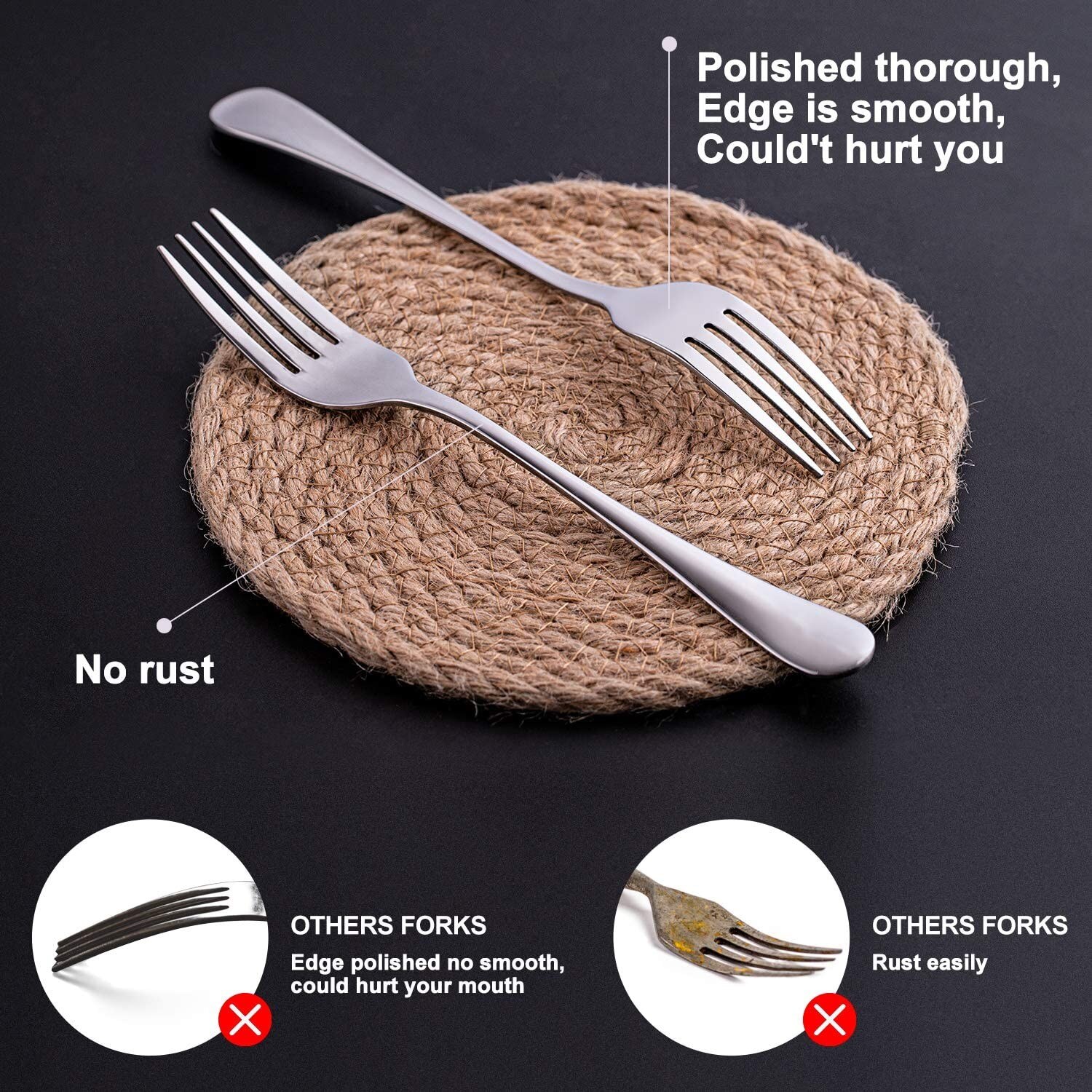 Set Of 16 Top Food Grade Stainless Steel Silverware Forks Table Forks Flatware Bento Box Accessories Articoli Per La Tavola