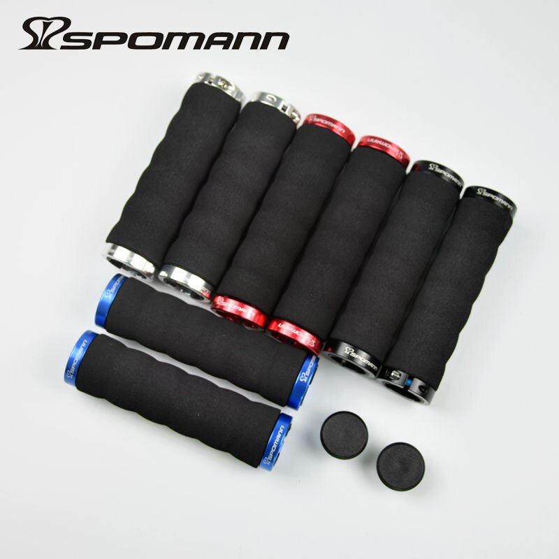 SPOMANN Soft Sponge Cycling Handlebar Grips MTB Road bicycle Alloy Integrated Lockable Grip Manopla Bike Bicicleta Parts 100g