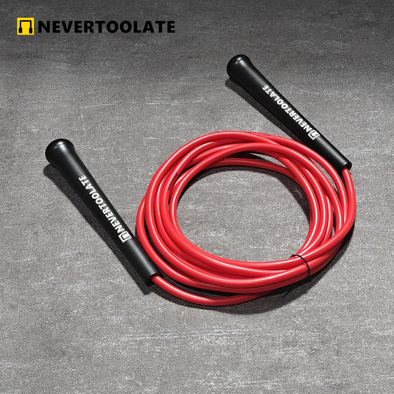 6mm thick PVC jump rope 140 gram 80A with core thread vinyl cord rope 15.5cm long handle NEVERTOOLATE hitt exercise fitness