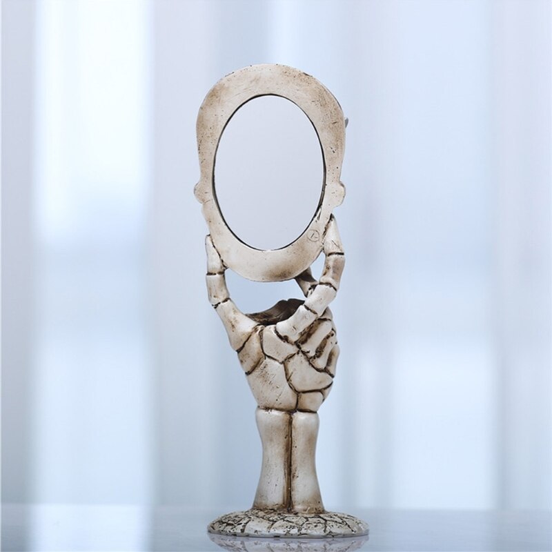 Halloween Retro Skull Mirror for Home Bedroom Bathroom Decoration Ornaments
