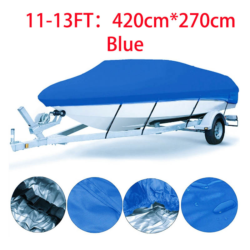 Yacht Boat Cover 11- 22FT Barco Boat Cover Anti-UV Waterproof Heavy Duty 190T Marine Trailerable Canvas Boat Accessories: DEEP BLUE
