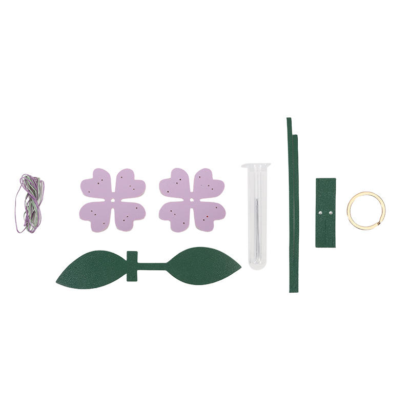 Elegante lederen accessoire handgemaakte lederen bloemen Ringen met de hand versierd Hangeraccessoire voor gebruik Gewone sleutelgereedschap: GRIJS