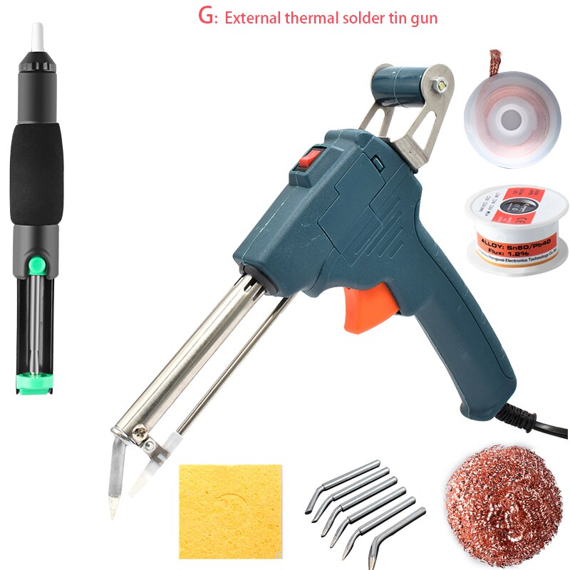 60W 110V/220V US/EU Hand-held Internal Heating Soldering Iron Automatically Send Tin Gun Soldering Welding Repair Tool: Black / US