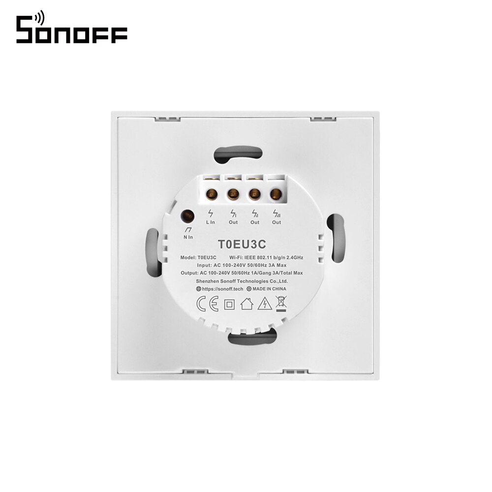 Sonoff-Interruptor de pared inteligente T0/T1, accesorio con Wifi, 1/2/3 entradas, táctil/WiFi/433 RF/aplicación remota, funciona con Alexa