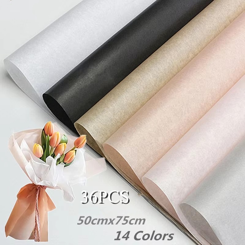 36Sheets DIY Tissue Paper 50x75cm Flower Packing Wrapper Bouquet Wrapping Paper Craft Paper Scrapbook Floral Wrapping