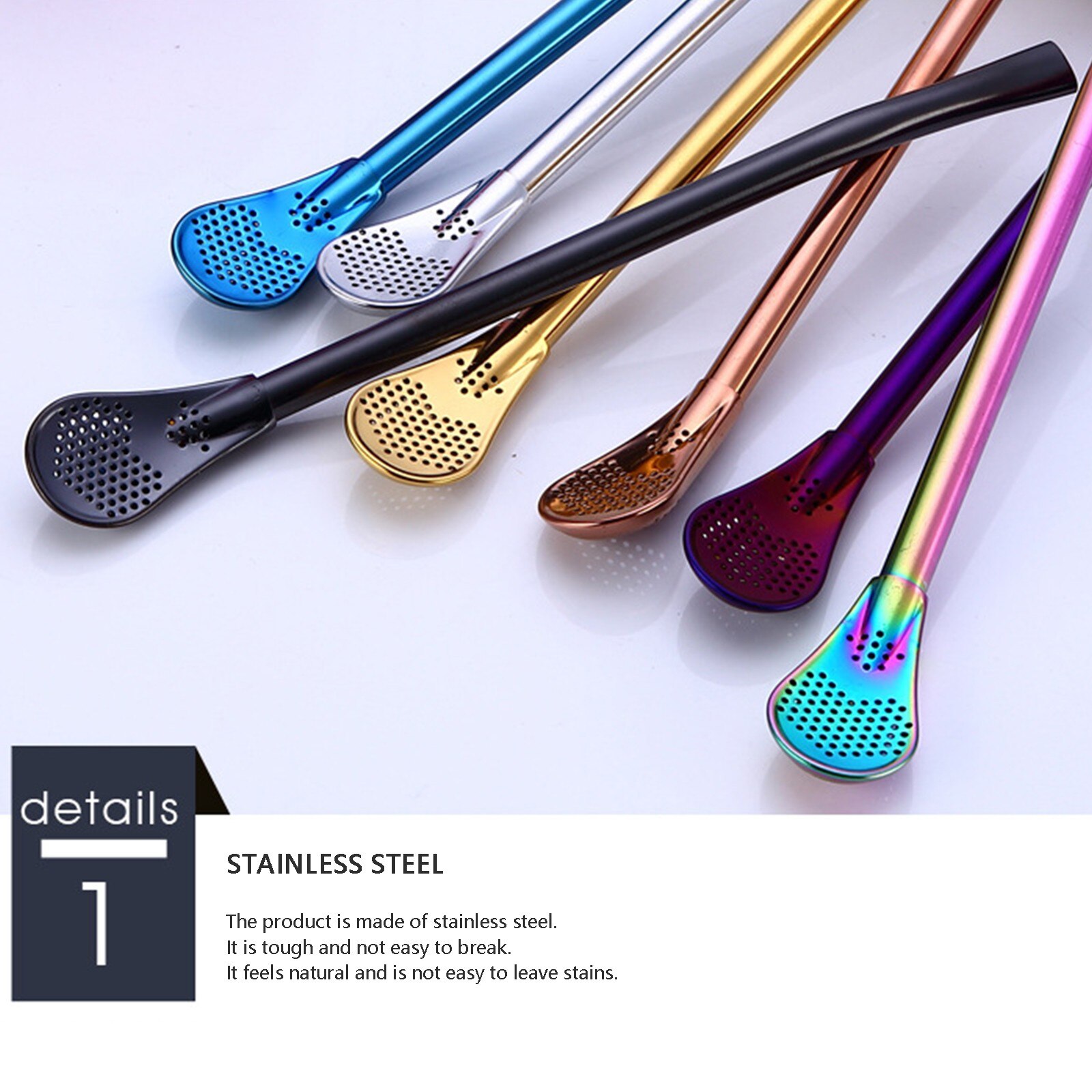 304 Stainless Steel Drinking Straw Spoon Tea Filter Yerba Mate Tea Straws Gourd Washable Tea Tools Kitchen Bar Accessories