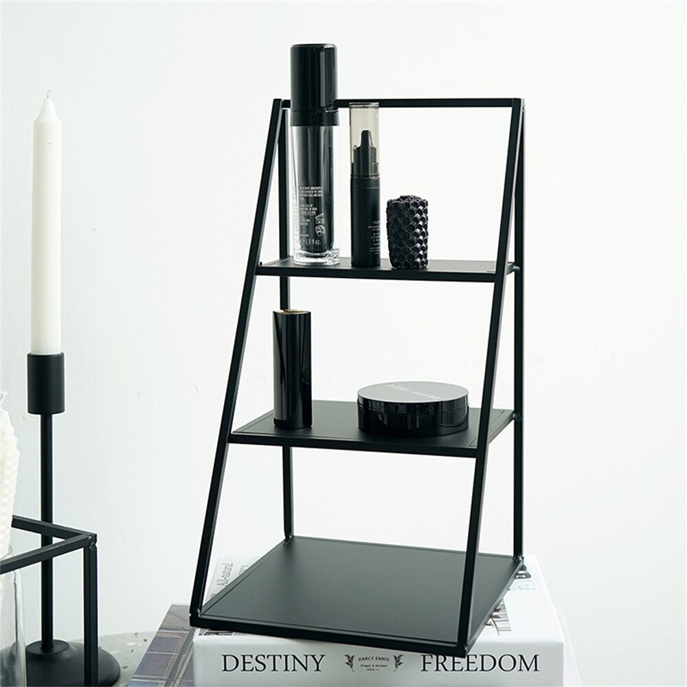 Luxury Storage Racks Geometry Tray Kitchen Bathroom Decorations Storage Tools Accessories 3 Tiers Iron Frame Perfume Holders