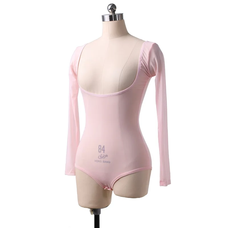 Dames lange mouw doorzichtige mesh pure crop top blouse shirt pull-on bodycon tee danser basiskleding sexy transparant naakt rood: Licht Groen