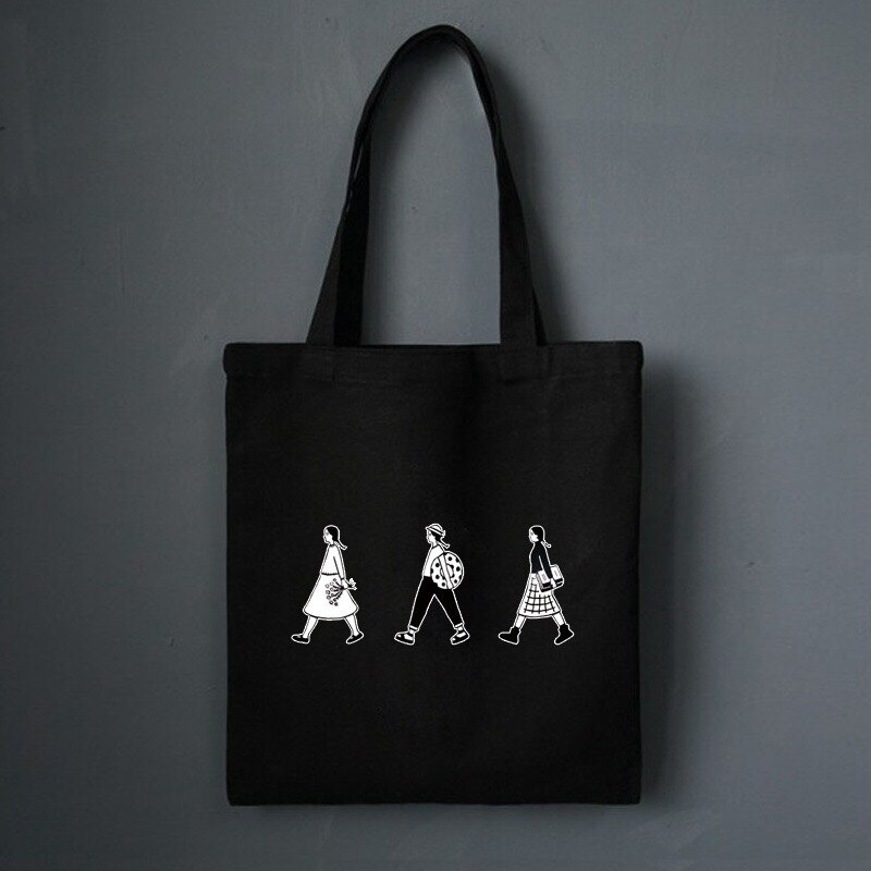 Ladies Handbags Canvas Tote Bag Cotton Cloth Shoulder Shopper Bags for Women Eco Foldable Reusable Shopping Bags: 2