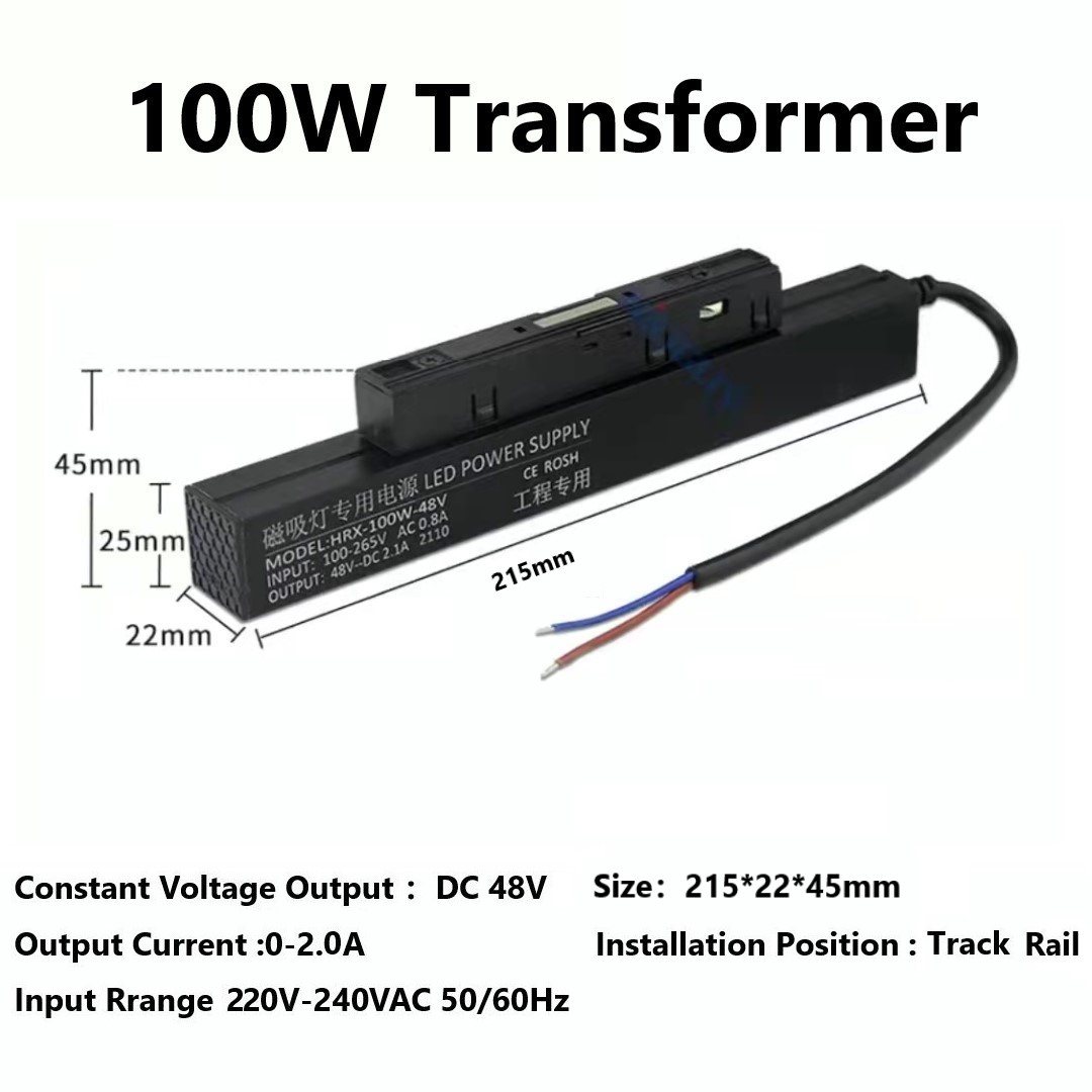 Smart LED Magnetic Track Light Dimmable 48V Pendant Spot Lamp Magnet Flexible Fixture Rail Modern Changeable System 2M: Integrated 100W