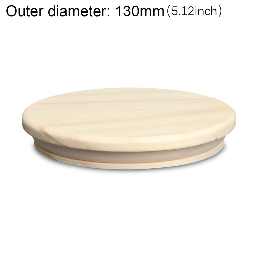 70mm/86mm Reusable Bamboo Wood Lids Mason Jar Lid with Straw Hole Silicone Seal Ring Wide Mouth Cup Covers Caps Decor Crafts: 130mm-pine wood