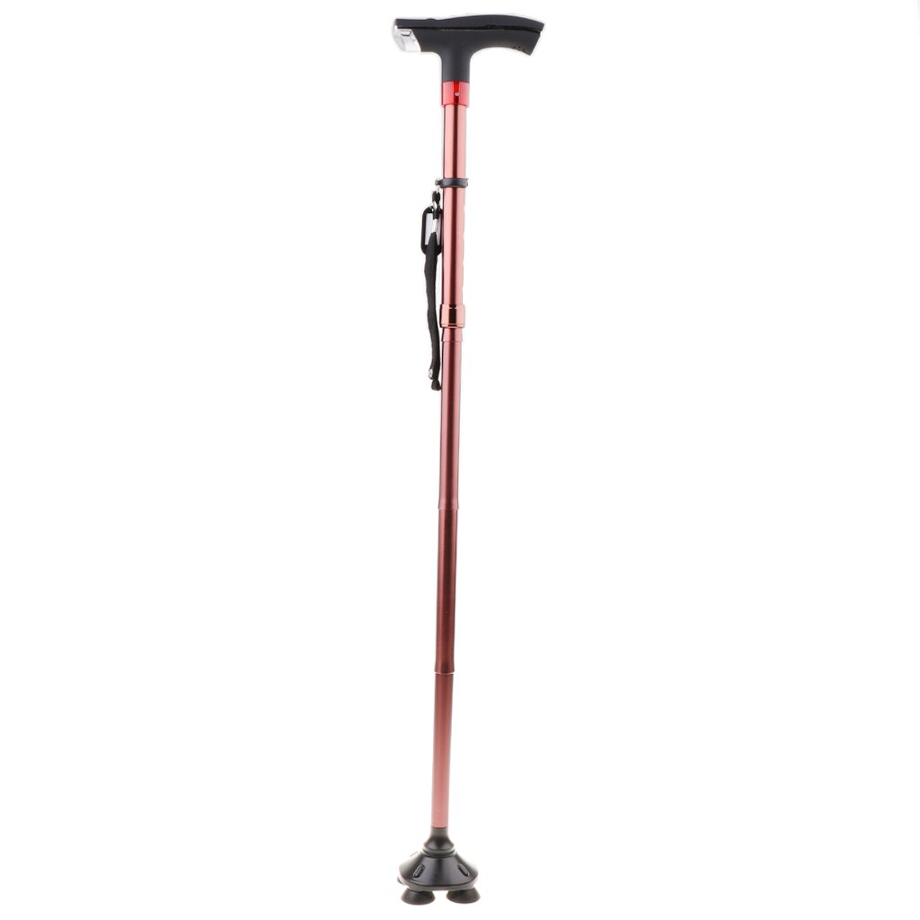 Bastón plegable para caminar ligero con luz LED y alarma para caminar