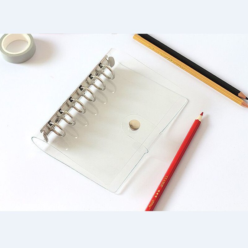 1pcTransparent Color Plastic Clip File Folder A5/A6/A7 Planner Agenda Notebook Loose Leaf Ring Binder School Office Supplies
