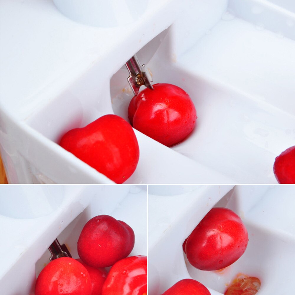 Cherry Corer With Container Kitchen Gadgets Novelty Utensils Super Cherry Pitter Stone Corer Remover 10pcs Cherry Stoners Pad