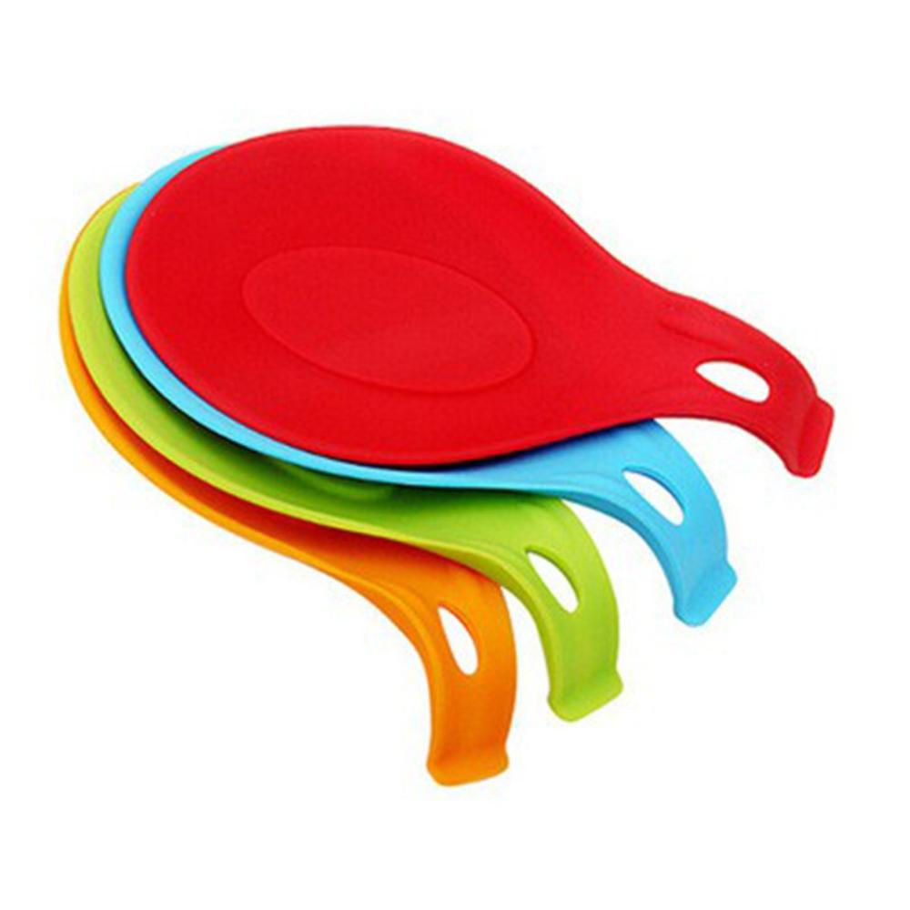 1pcs Food Grade Silicone Spoon Rest Heat Resistant Placemat Glass Coaster Silicone Spoon Holder Kitchen Tools Accessories 5z