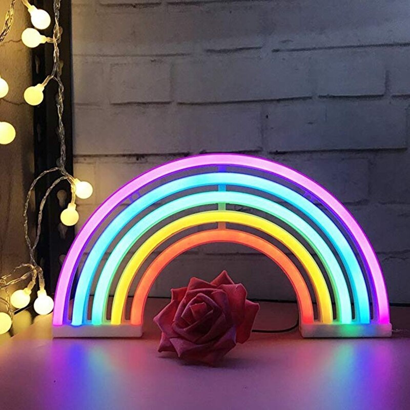 Cute Rainbow Neon Light Signs Led Rainbow Decor Light For Girls Bedroom Neon Lamp Wall Decor Christmas Party Neon Bulb Tube