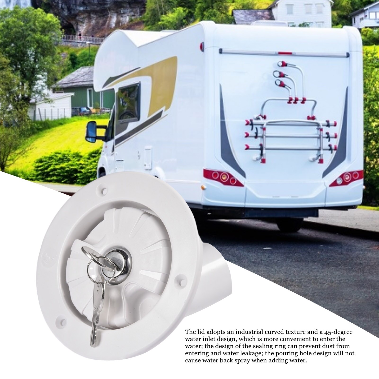 RV Camper Trailer Caravan Gravity Locking Water Inlet Water Locking Cap Convenient Tough Car Hatch Cover Gravity Lock Water Port