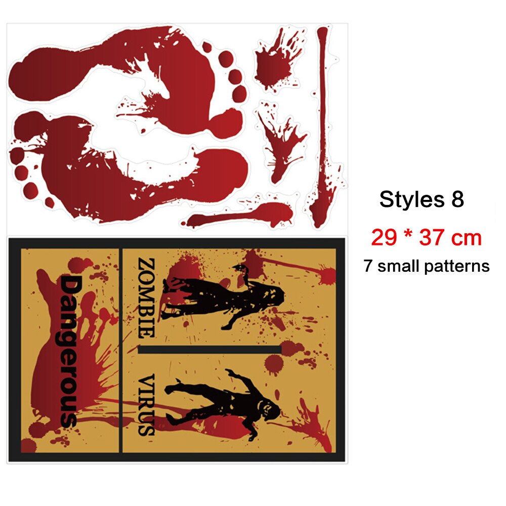 Halloween Bloody Bat Hand Foot Print Sticker Wc Stick Guard Party Deur Window Verwisselbare Glas Muursticker Horror Props: H