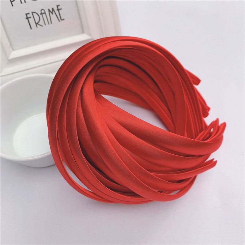 10pcs/lot Satin Covered Headband 12mm Wider Ribbon Hair Hoop Band Base For Hairbands Making Diy Girls Bow Hairwear Accessories: Red