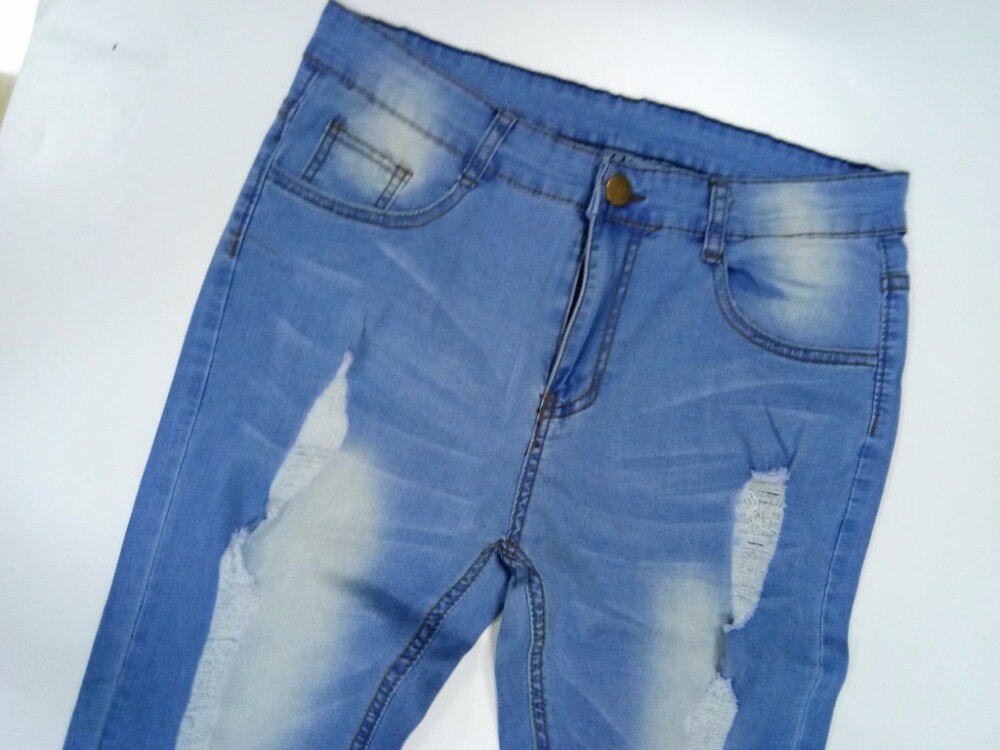 Herr casual skinny jeans byxor herr solida svarta slitna jeans herr slitna tiggarjeans med knähål för ungdomsmän