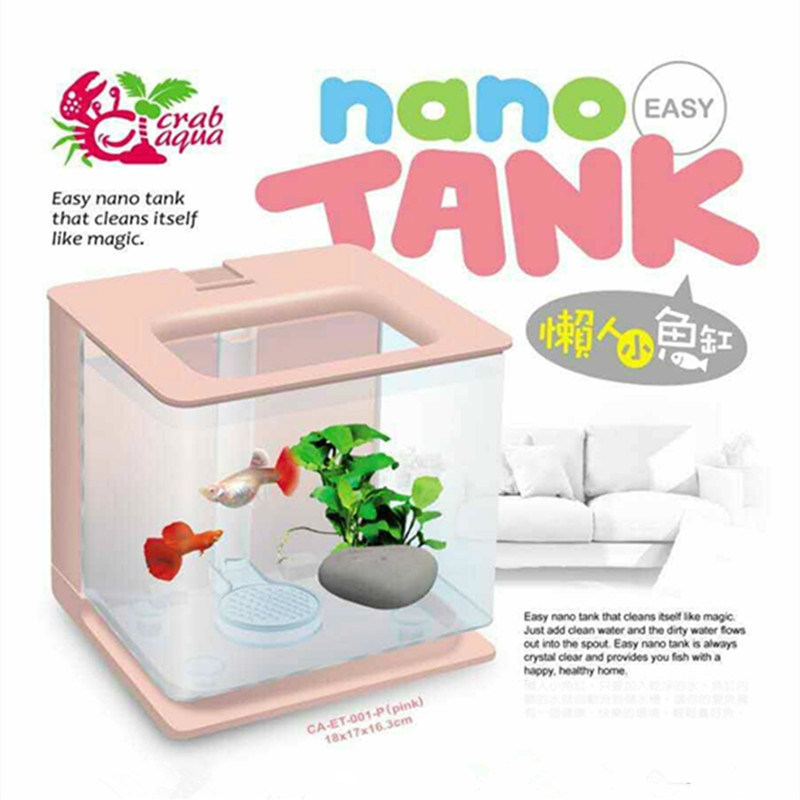 Mini tanque de peces Betta de escritorio, tanque ecológico de plástico, intercambio de tanque de peces dorados, pequeños accesorios de acuario