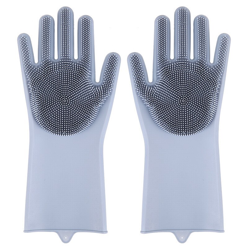 Guantes de silicona para limpieza de cocina, goma para lavar platos, guantes de herramientas, utensilios de cocina, 1 par: Grey E