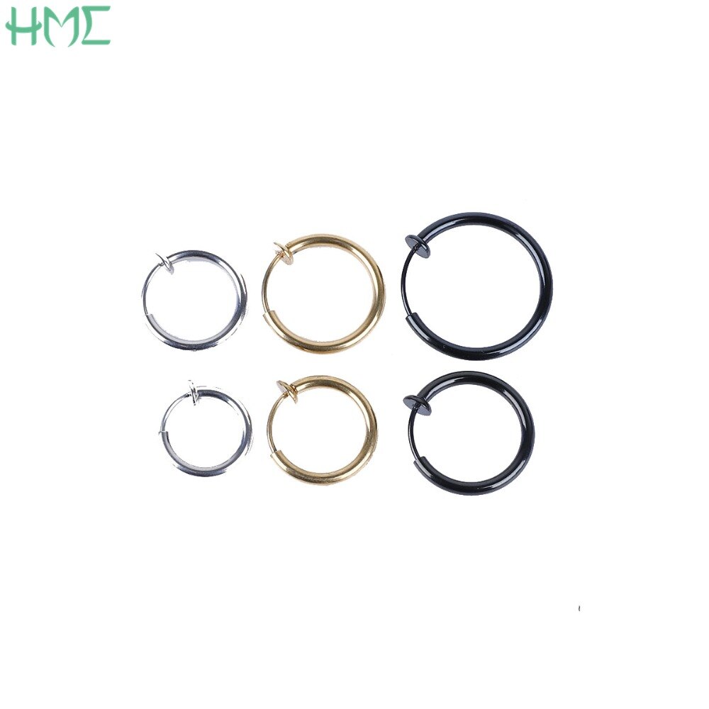 1pc KEIN Piercing Loch Ohr Clip Ringe Gold Farbe Titan Edelstahl Runde Ohrringe für Frauen Männer Männlichen Punk schmerzlos Brincos
