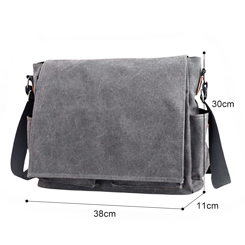 Canvas tas herentas heren grijs bruin effen kleur stoffen schoudertas grote capaciteit heren schoudertas voor laptop computer notebook