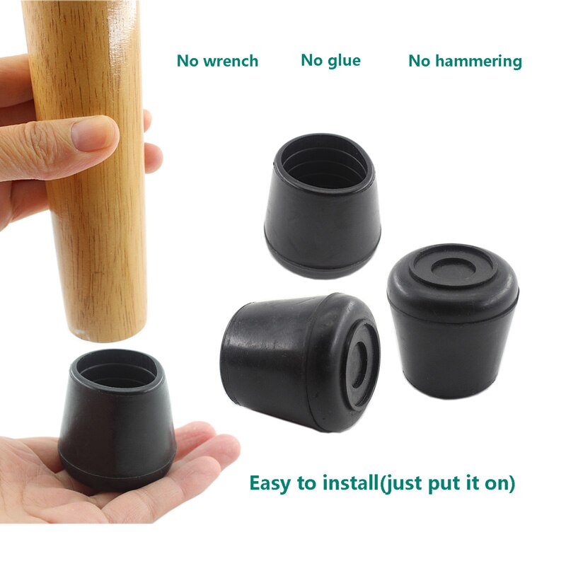 Rubber feet,Chair leg caps,Round Chair Leg Tips Caps,Anti-Slip Black Rubber Table Feet Covers Chair Leg,SoftTouch Rubber Leg Tip