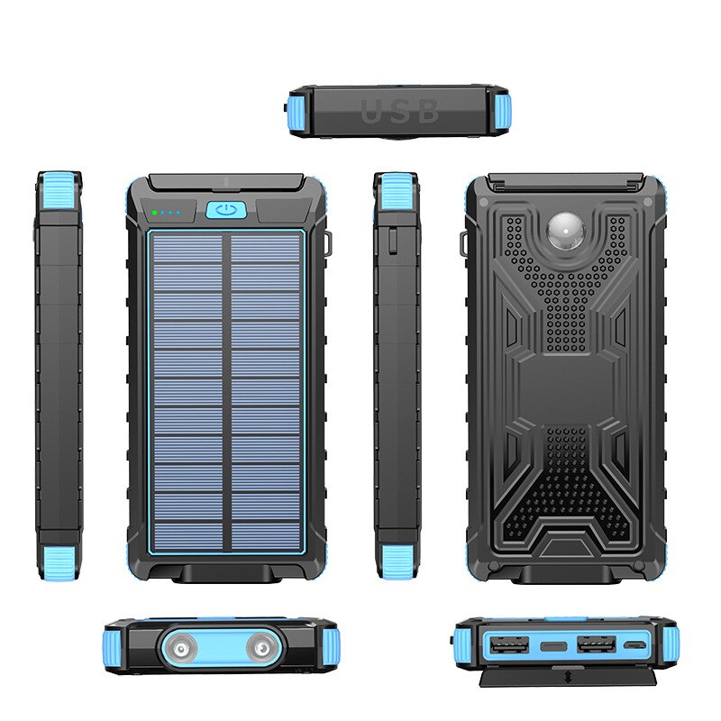 Cargador Solar portátil de 20000mAh para iPhone 11, Samsung S20, Xiaomi, Banco de energía con linterna y brújula para acampar
