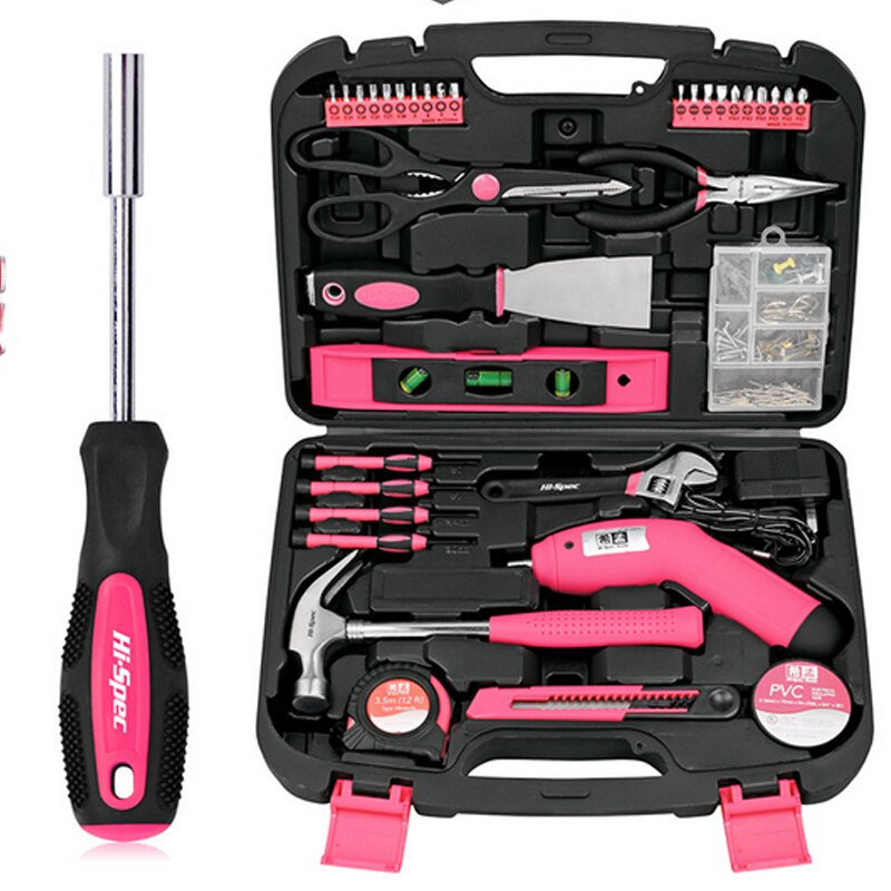 Electric Screwdriver Socket Wrench Knife Hand Tool Set General Household Repair Hand Tool Kit with Plastic Toolbox Storage Case: 135PCS