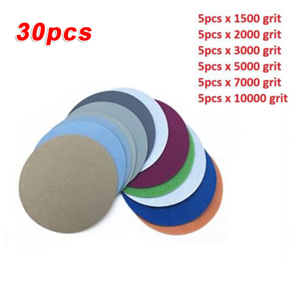 25pcs 2Inch Hook and Loop Disc waterproof Sandpaper Wet/Dry Grinding Polishing Sanding Disc 1500 2000 3000 5000 7000 10000