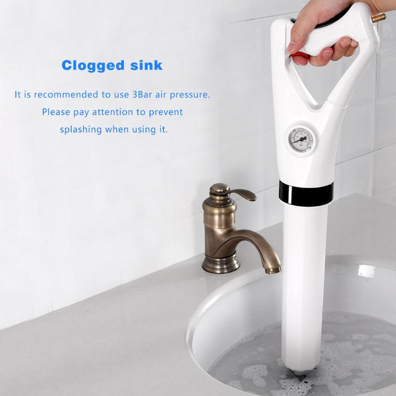 Powerful High Pressure Air Drain Blaster Drain Clog Dredge Tools Powerful Toilet Plunger Auger Cleaner For Bathroom Kitchen Sink