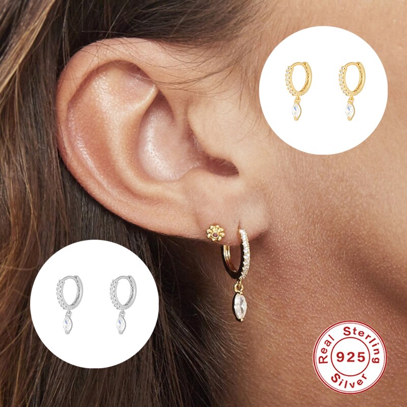 Roxi vanddråbe zirkonkrystaller hoop øreringe til kvinder piger bryllupsfest 925 sterling sølv pendientes ørering