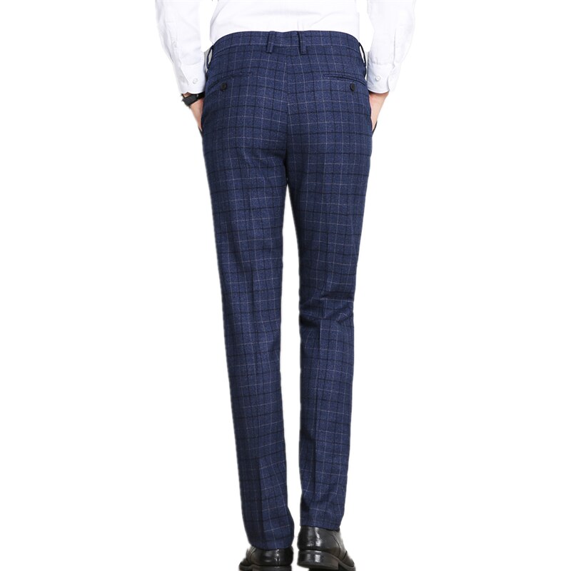 Höst herr randiga rutig kostym byxor stor storlek 29-38 business casual herr byxor