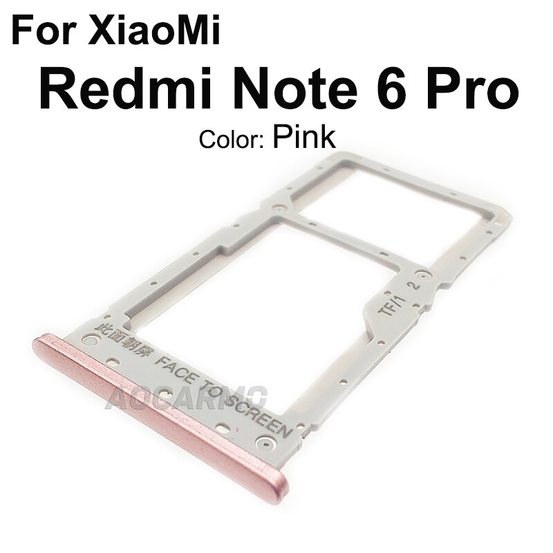 Aocarmo Metall Kunststoff Nano Sim Karte Tablett MicroSD Slot Halfter Ersatz Teil Für XiaoMi Redmi Hinweis 6 Profi 6Profi m1806e7: Rosa